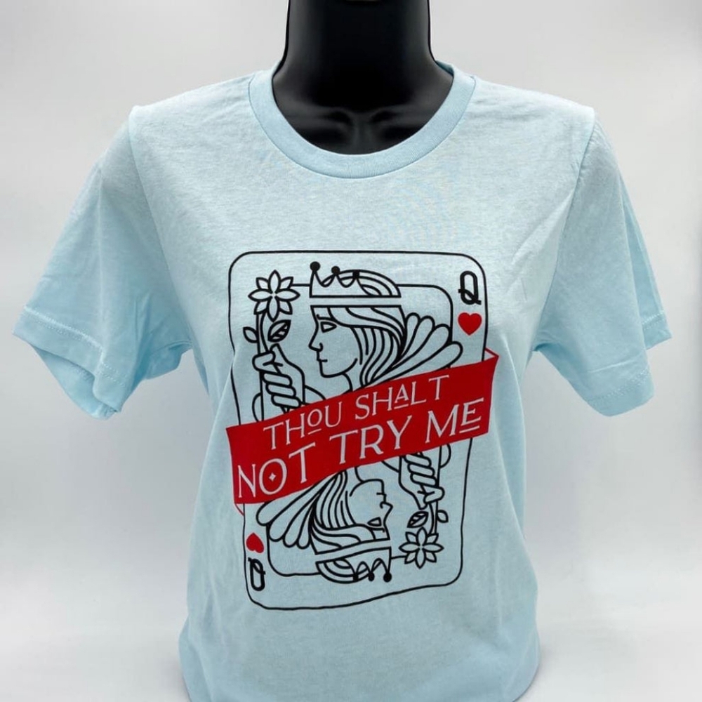 Graphic Tee with Queen Print - Light Blue